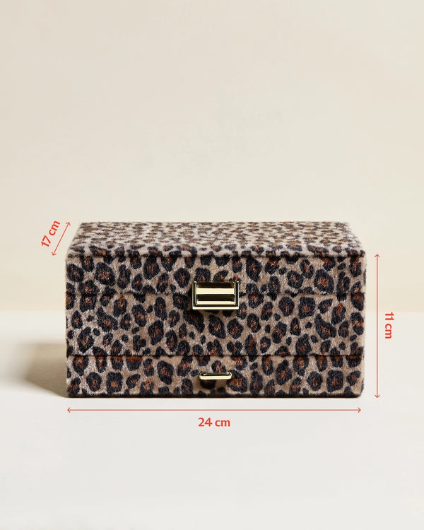 Boîte à bijoux Denise en velours léopard et détails dorés, un écrin au caractère félin – LesDnicheuses