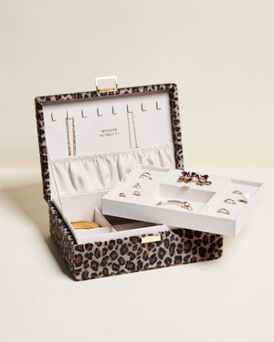 Boîte à bijoux Louise léopard avec plateau amovible, le rangement joue à cache-cache – LesDnicheuses
