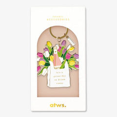 "Porte-clés Jour de Rosé émail doré, accessoire original et chic - LesDnicheuses"
