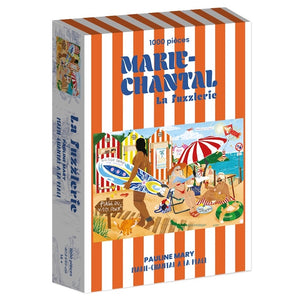 "Puzzle 1000 pièces Marie-Chantal à la plage, illustration humoristique et chic, cadeau original - LesDnicheuses"